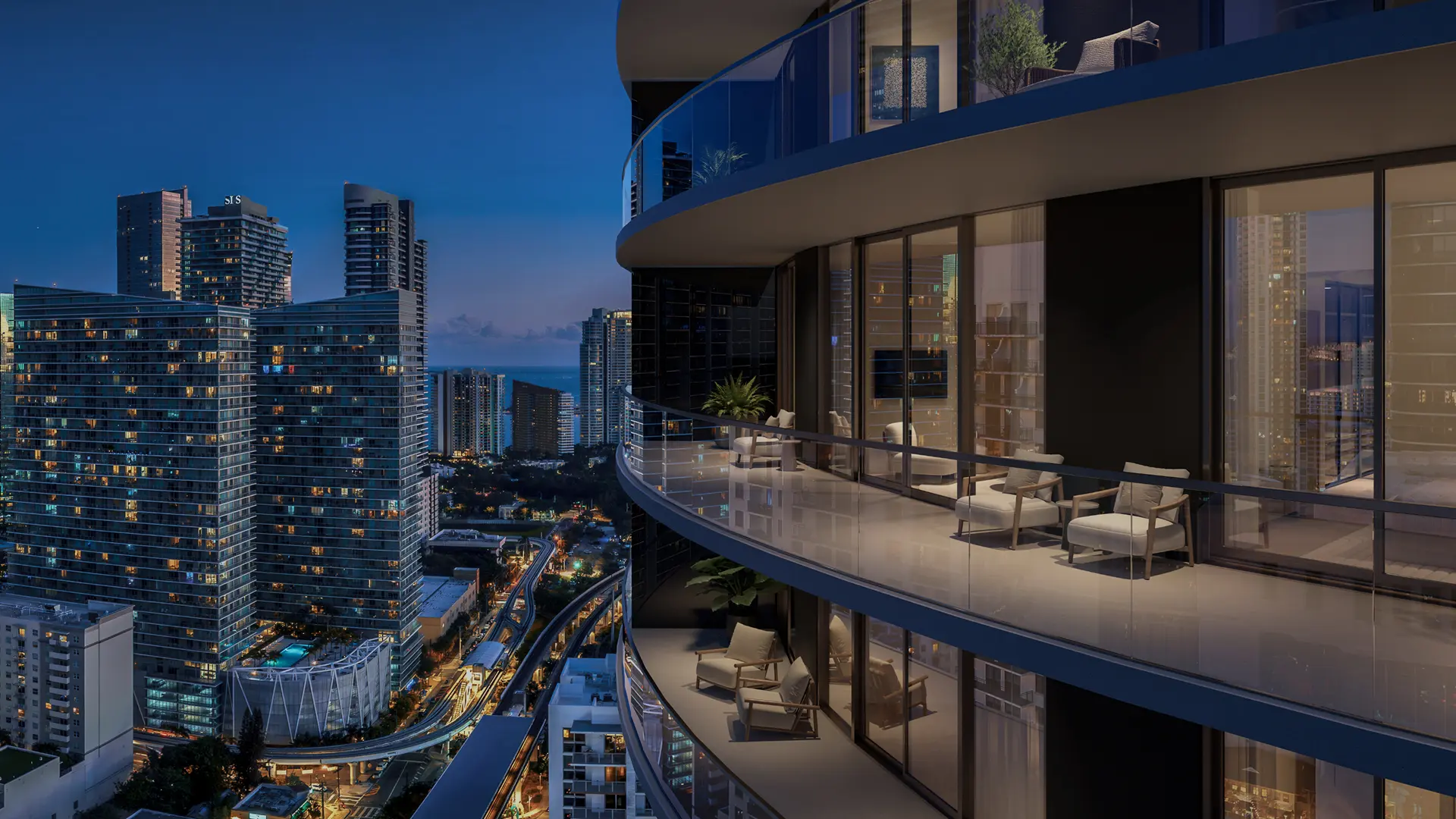 Terrazas con vista al skyline de Brickell