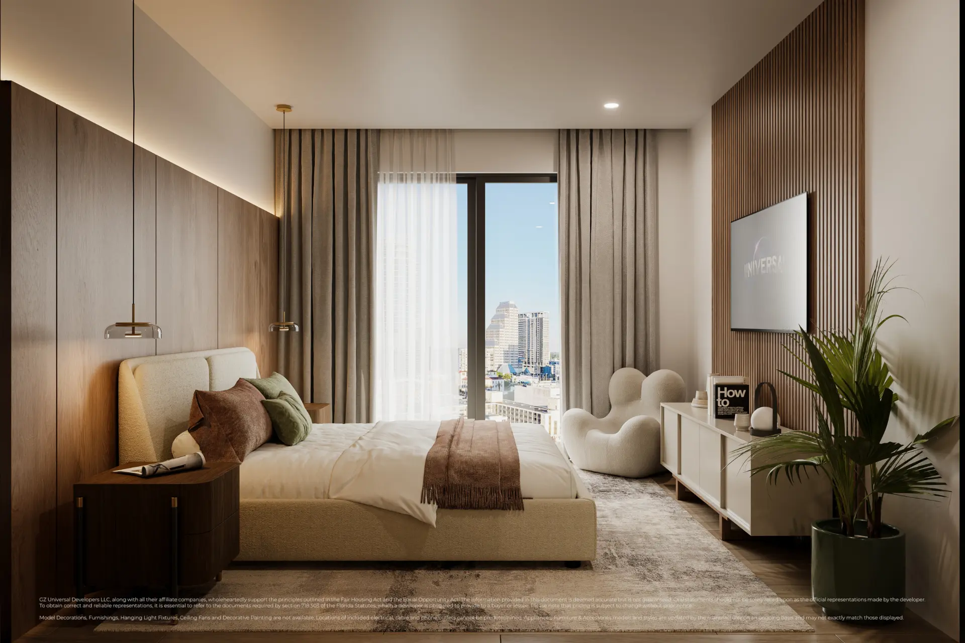 Dormitorio con vista a la ciudad
