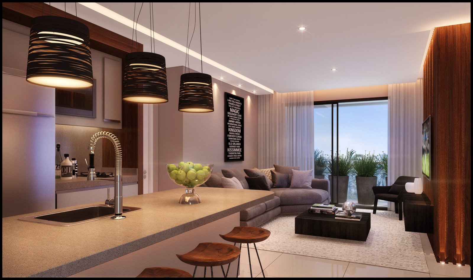 Sala de un apartamento amoblado